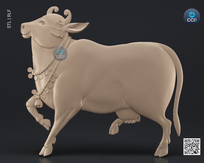 Cow STL 3D Model, Wood Carvign Model, CNC Router Carving ArtCAM File, CNC files, Wood, Art, Wall Decor 3D1072 image 1