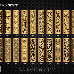 20 Decorative panel | Set SK1031 | Room Divider, Screen, Partitions, Door Panel Laser, Cnc, Plasma, Cricut File CDR, Svg, AI, Dxf, Eps