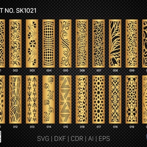 20 Pannello decorativo / Set SK1021 / Divisorio, Schermo, Partizioni, Pannello porta Laser, Cnc, Plasma, Cricut File CDR, Svg, AI, Dxf, Eps
