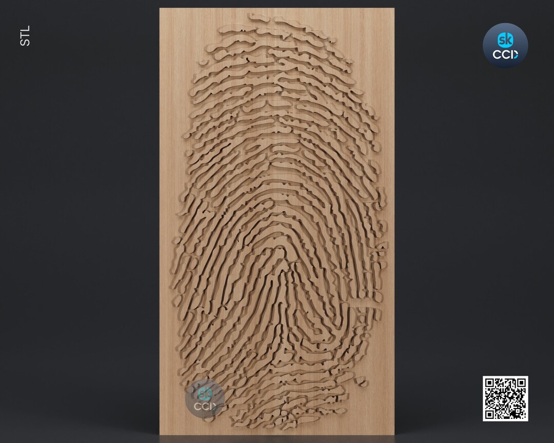Wood Wall Art Fingerprint STL Model CNC Router Carving Artcam File 