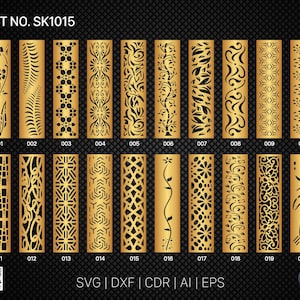 20 Pannello decorativo / Set SK1015 / Divisorio, Schermo, Partizioni, Pannello porta Laser, Cnc, Plasma, Cricut File CDR, Svg, AI, Dxf, Eps