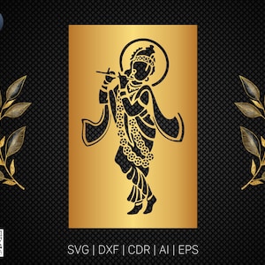 Krishna Indian God Wall Decor Laser Cutting DXF Vector Cnc Instant Download File Digital Design For Cnc Cutting