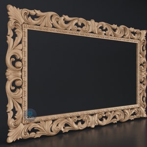 Carved Frame STL 3D Model, Carvign Frame, CNC Router Carving ArtCAM File, CNC files, Wood, Art, Wall Decor SKWF10144 image 2