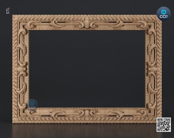 Carved Frame STL 3D Model, Carvign Frame, CNC Router Carving ArtCAM File, CNC files, Wood, Art, Wall Decor SKWF10245