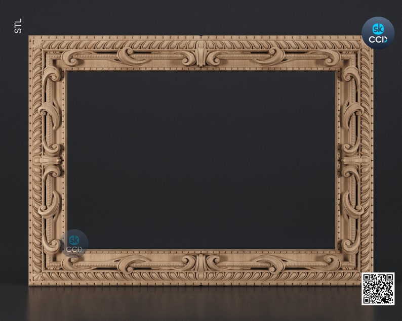 Carved Frame STL 3D Model, Carvign Frame, CNC Router Carving ArtCAM File, CNC files, Wood, Art, Wall Decor SKWF10245 image 1