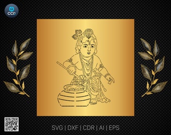 Krishna | Lord Krishna Indian God | Krishna Wall Decor | Laser Cutting Design | DXF Vector | Cnc Instant Download File | Cnc Digital Design