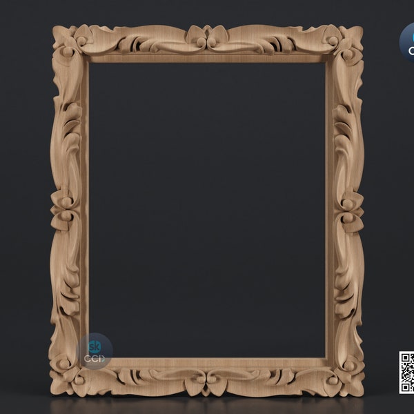 Carved Frame STL 3D Model, Carvign Frame, CNC Router Carving ArtCAM File, CNC files, Wood, Art, Wall Decor SKWF1033