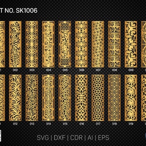 20 Pannello decorativo / Set SK1006 / Divisorio, Schermo, Partizioni, Pannello porta Laser, Cnc, Plasma, Cricut File CDR, Svg, AI, Dxf, Eps