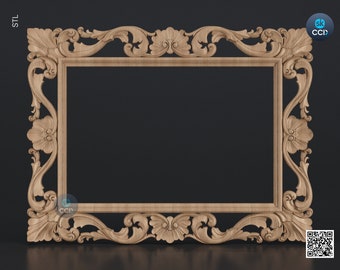 Carved Frame STL 3D Model, Carvign Frame, CNC Router Carving ArtCAM File, CNC files, Wood, Art, Wall Decor SKWF10138