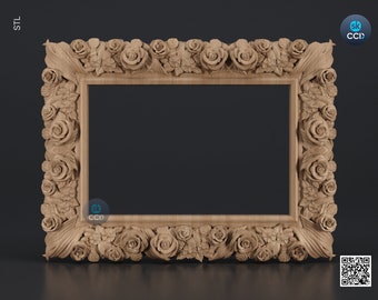 Carved Frame STL 3D Model, Carvign Frame, CNC Router Carving ArtCAM File, CNC files, Wood, Art, Wall Decor SKWF1061