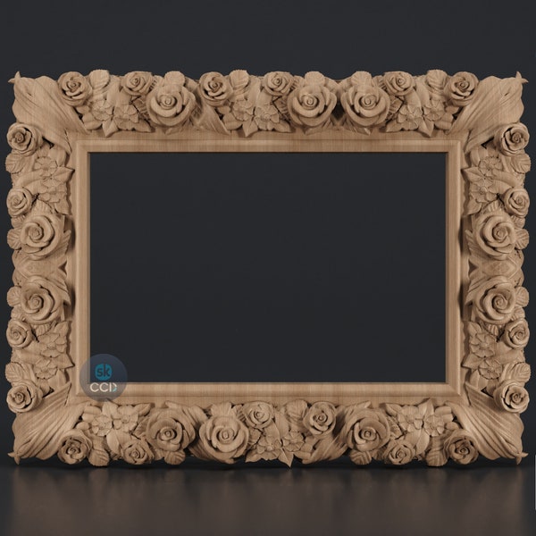 Gesneden frame STL 3D-model, Carvign Frame, CNC Router Carving ArtCAM-bestand, CNC-bestanden, hout, kunst, wanddecoratie SKWF1061