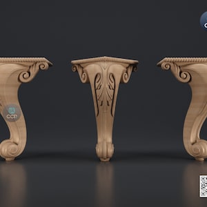 Furniture Leg 3D Model For Cnc Router, Wood Carving Digital File, Column Design, Model No. SKWL1020