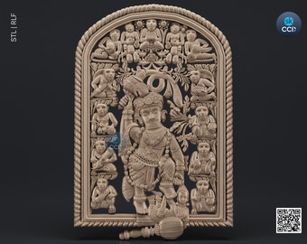 Sarangpur Hanumanji STL Model Hindu Lord Wood Carvign Model CNC Router File 3D Print Model Wood Art Wall Decor 3D1073