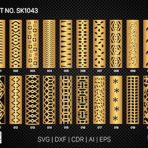 20 Pannello decorativo / Set SK1043 / 44 / Divisorio, Schermo, Partizioni, Pannello porta Laser, Cnc, Plasma, Cricut File CDR, Svg, AI, Dxf, Eps