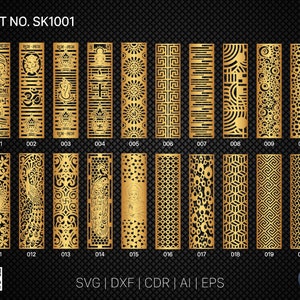 20 Pannello decorativo / Set SK1001 / Divisorio, Schermo, Partizioni, Pannello porta Laser, Cnc, Plasma, Cricut File CDR, Svg, AI, Dxf, Eps