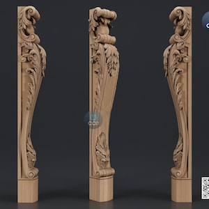 Furniture Leg 3D Model For Cnc Router, Wood Carving Digital File, Column Design, Model No. SKWL1022