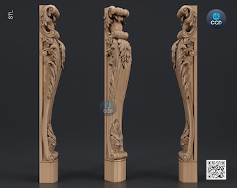 彫刻された家具の脚の3Dモデル、CNCルーター木彫り（STLファイル）