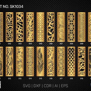 20 Dekorplatte | Set SK1034 | Raumteiler, Trennwand, Trennwand, Türpanel Laser, Cnc,Plasma, Cricut Datei CDR,Svg,AI,Dxf,eps