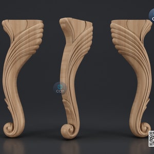Furniture Leg 3D Model For Cnc Router, Wood Carving Digital File, Column Design, Model No. SKWL1040