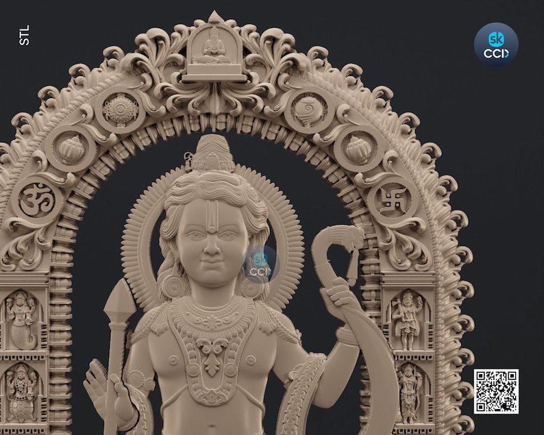 Lord Ram, Ramlala ki Murti, Ayodhya Ram Mandir 3D Modell STL Datei Download für CNC und 3D Druck Sofort Download Datei Bild 3