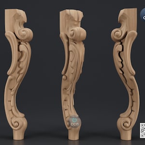 Furniture Leg 3D Model For Cnc Router, Wood Carving Digital File, Column Design, Model No. SKWL1012