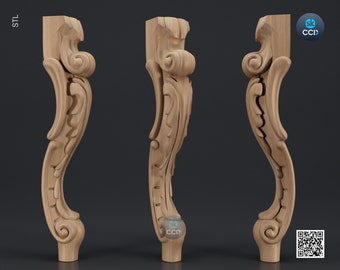 Furniture Leg 3D Model For Cnc Router, Wood Carving Digital File, Column Design, Model No. SKWL1012