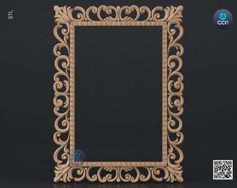 Carved Frame STL 3D Model, Carvign Frame, CNC Router Carving ArtCAM File, CNC files, Wood, Art, Wall Decor SKWF10207