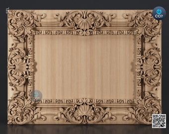 Carved Frame STL 3D Model, Carvign Frame, CNC Router Carving ArtCAM File, CNC files, Wood, Art, Wall Decor SKWF10202