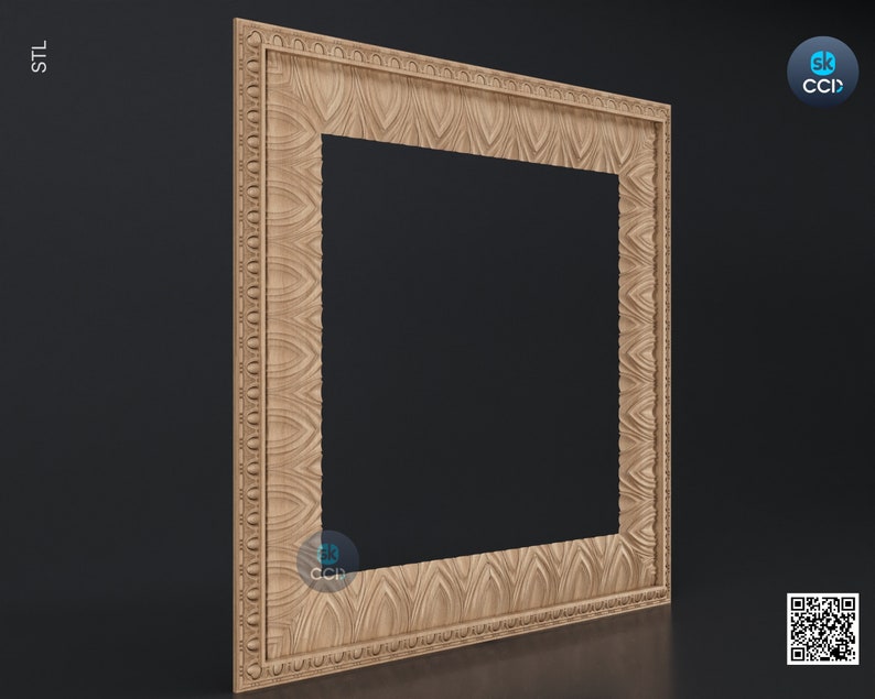 Carved Frame STL 3D Model, Carvign Frame, CNC Router Carving ArtCAM File, CNC files, Wood, Art, Wall Decor SKWF10244 image 2