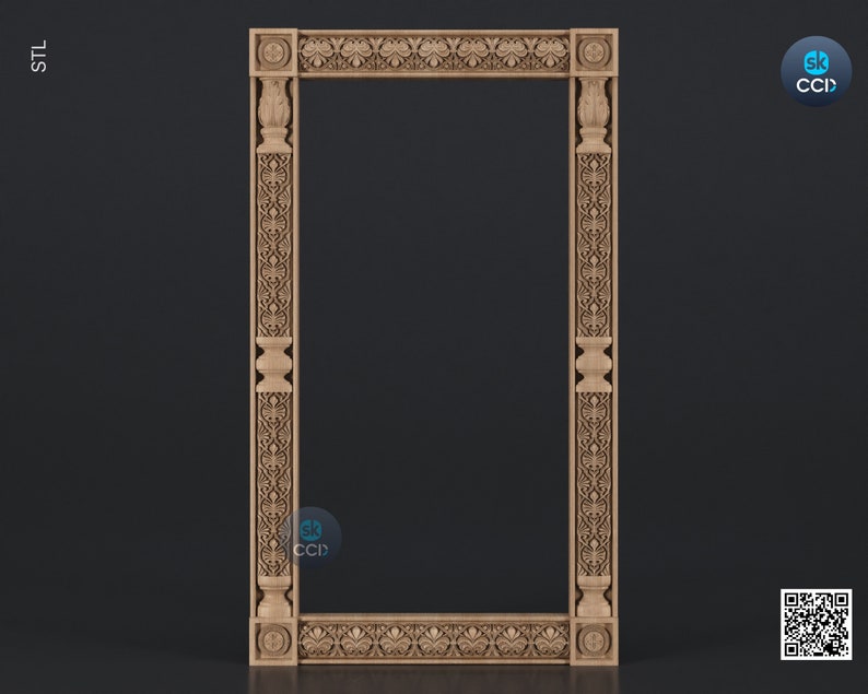 Carved Frame STL 3D Model, Carvign Frame, CNC Router Carving ArtCAM File, CNC files, Wood, Art, Wall Decor SKWF10261 image 1