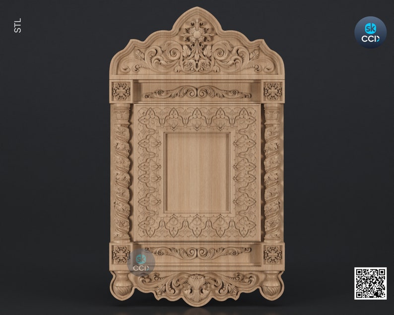 Carved Frame STL 3D Model, Carvign Frame, CNC Router Carving ArtCAM File, CNC files, Wood, Art, Wall Decor SKWF10266 image 1