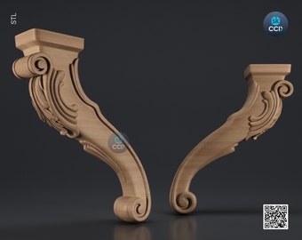 Furniture Leg 3D Model For Cnc Router, Wood Carving Digital File, Column Design, Model No. SKWL1016