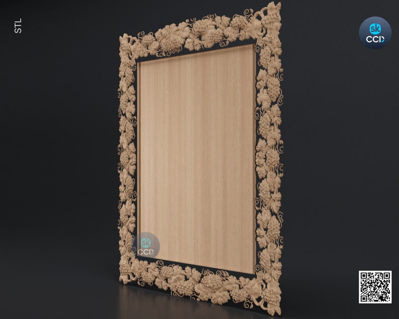 Carved Frame STL 3D Model, Carvign Frame, CNC Router Carving ArtCAM File, CNC files, Wood, Art, Wall Decor SKWF1075 image 3