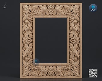 Carved Frame STL 3D Model, Carvign Frame, CNC Router Carving ArtCAM File, CNC files, Wood, Art, Wall Decor SKWF1005