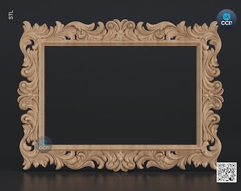 Carved Frame STL 3D Model, Carvign Frame, CNC Router Carving ArtCAM File, CNC files, Wood, Art, Wall Decor SKWF10141