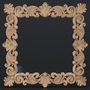 Carved Frame STL 3D Model, Carvign Frame, CNC Router Carving ArtCAM File, CNC files, Wood, Art, Wall Decor SKWF10257