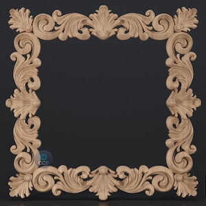 Carved Frame STL 3D Model, Carvign Frame, CNC Router Carving ArtCAM File, CNC files, Wood, Art, Wall Decor SKWF10257 image 1