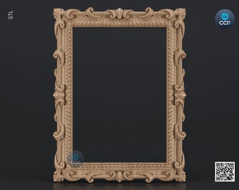 Carved Frame STL 3D Model, Carvign Frame, CNC Router Carving ArtCAM File, CNC files, Wood, Art, Wall Decor SKWF10179