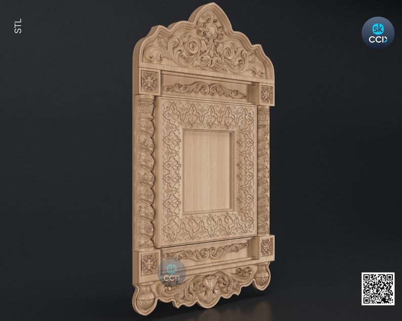 Carved Frame STL 3D Model, Carvign Frame, CNC Router Carving ArtCAM File, CNC files, Wood, Art, Wall Decor SKWF10266 image 2