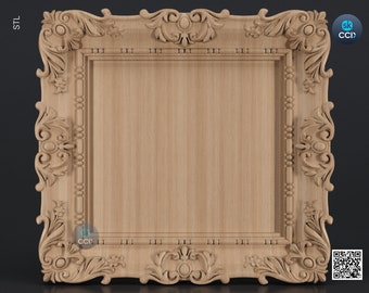 Carved Frame STL 3D Model, Carvign Frame, CNC Router Carving ArtCAM File, CNC files, Wood, Art, Wall Decor SKWF10189