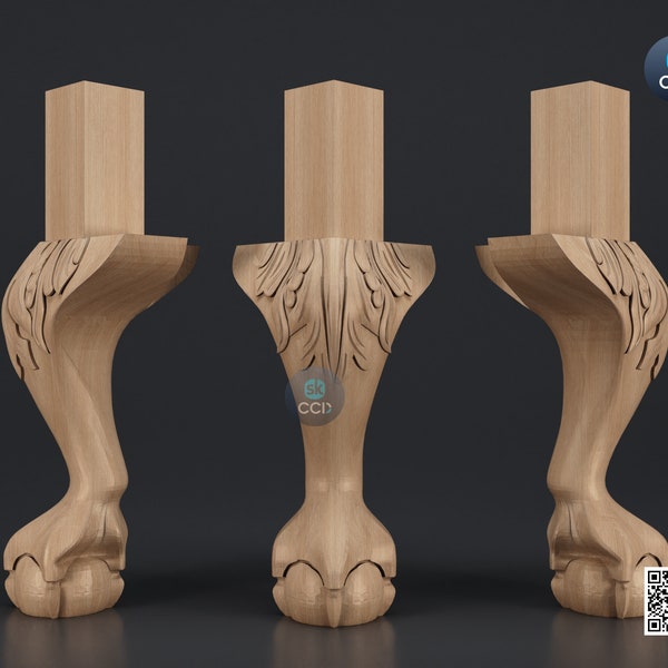 Furniture Leg 3D Model For Cnc Router, Wood Carving Digital File, Column Design, Model No. SKWL1008