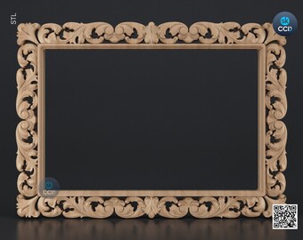 Carved Frame STL 3D Model, Carvign Frame, CNC Router Carving ArtCAM File, CNC files, Wood, Art, Wall Decor SKWF10246