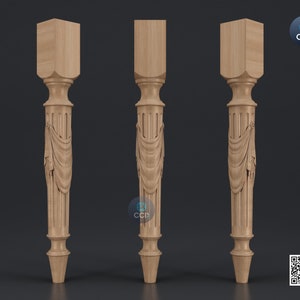 Furniture Leg 3D Model For Cnc Router, Wood Carving Digital File, Column Design, Model No. SKWL1023