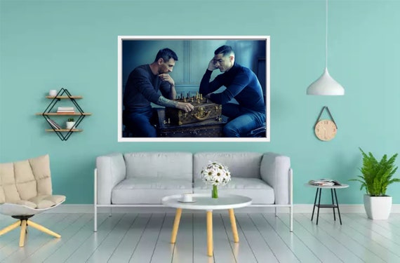 Lionel Messi Cristiano Ronaldo Chess Canvas Wall Art Messi 