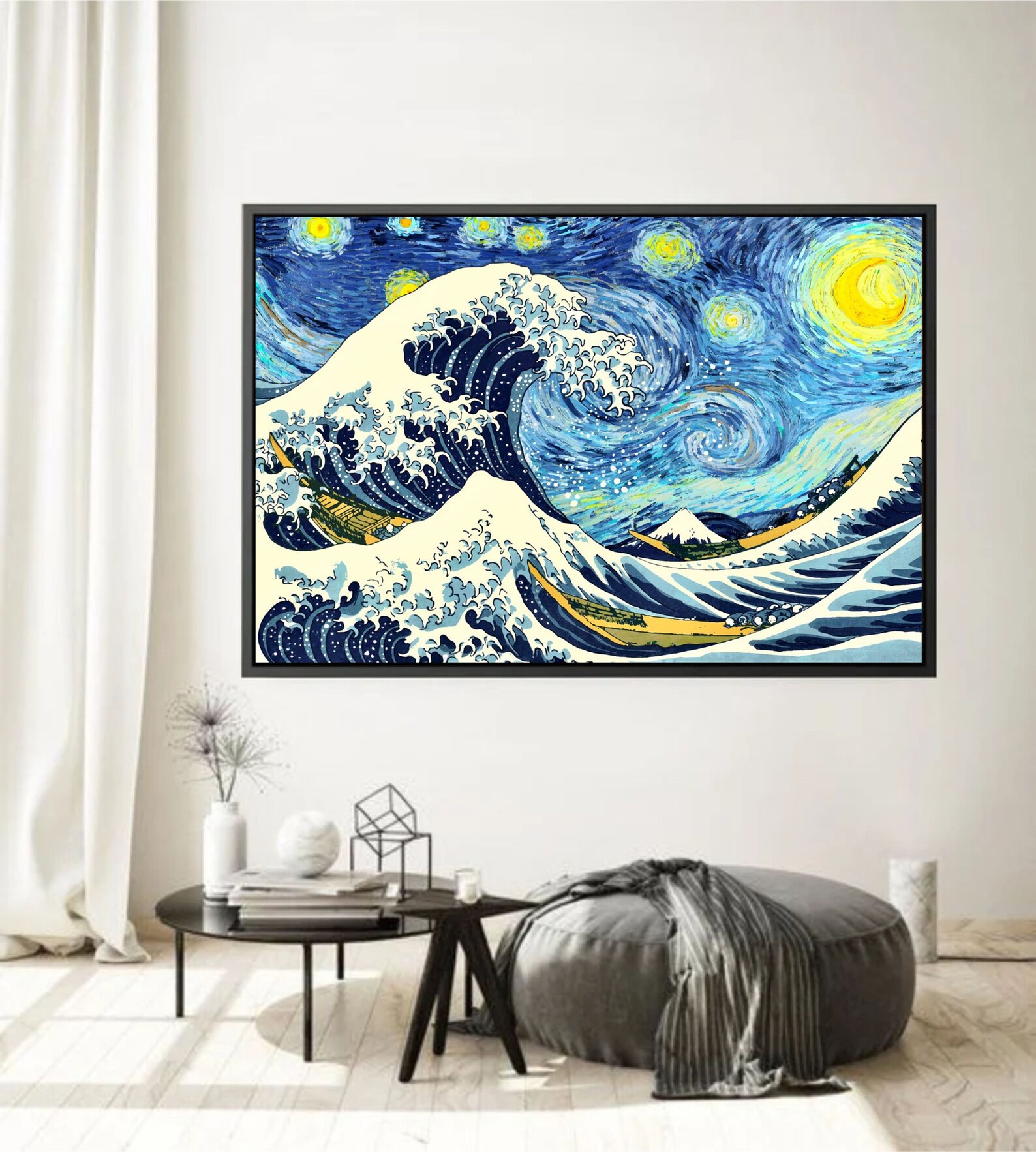 Starry Night Great Wave Canvas Art Starry Night Great Wave Etsy