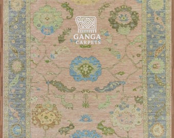 Pink - Multicolor Indian Handmade Luxurious Oushak Rug 4x6, 5x8, 6x9, 8x10,