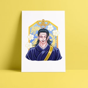 Druk artystyczny Geto Suguru, ilustracja Jjutsu K4isen, japońskie anime, manga, pocztówka.