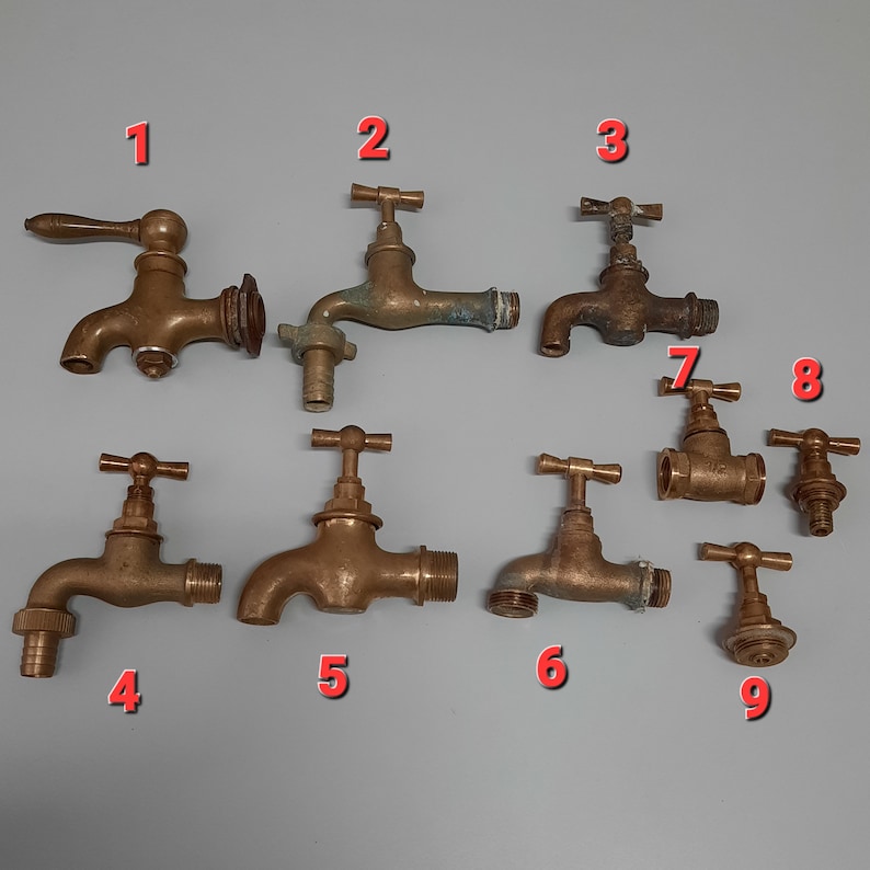 Old faucet. Brass faucet for water. Retro plumbing image 8