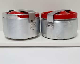 ヴィンテージアルミ製キャンプマグカップ（ハンドル付き）3個セット 