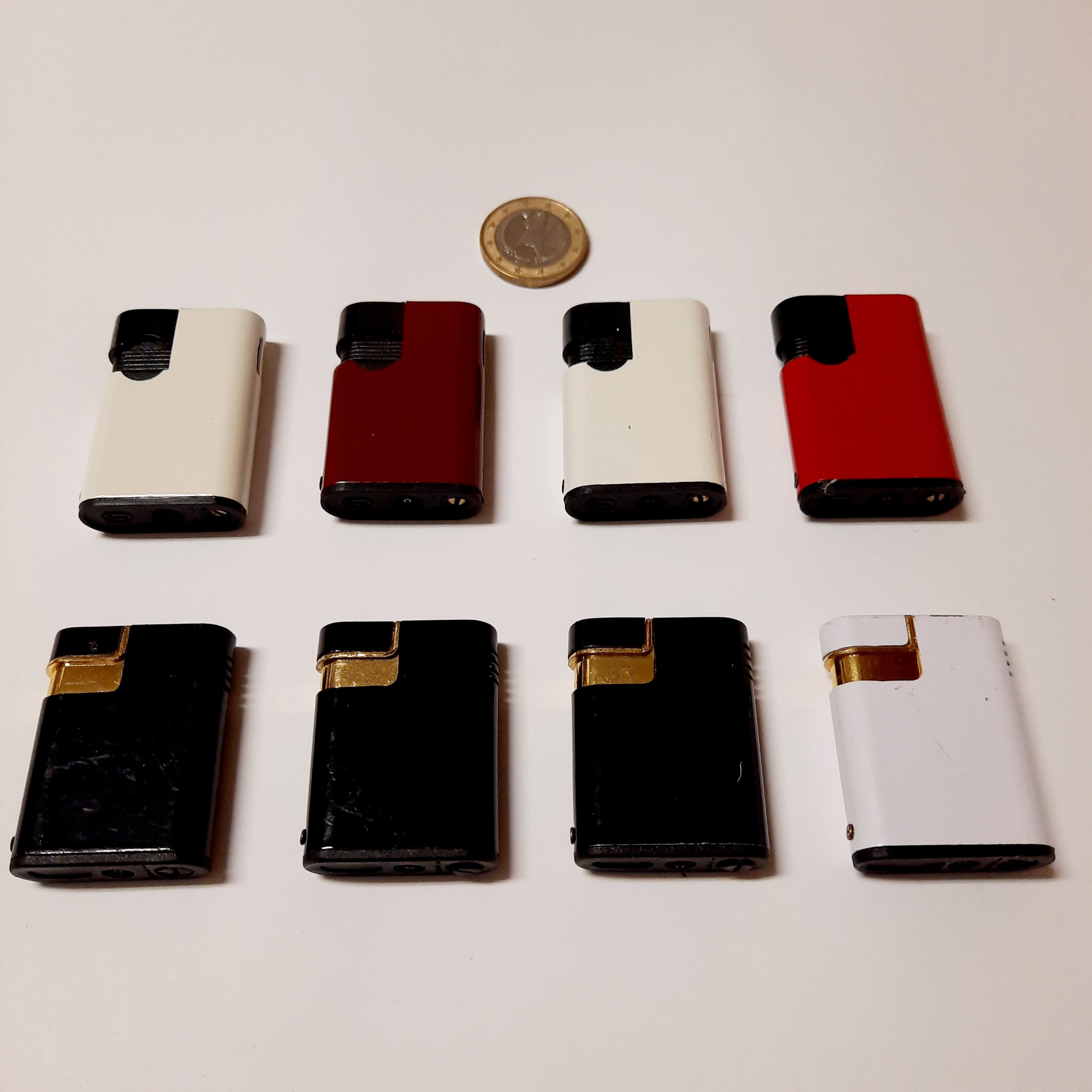 Vintage Lighters. Metal Lighters With Logos of Automobile Brands. Gas